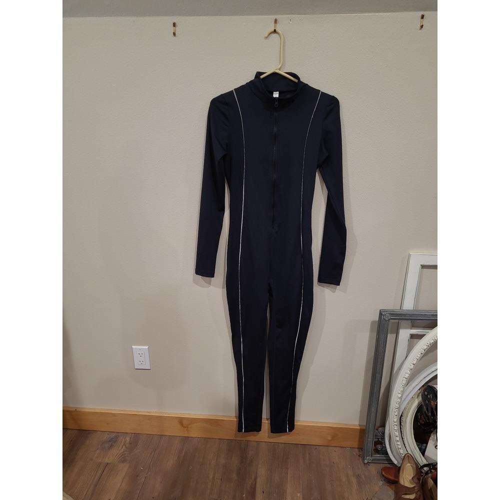 Nova Sport Women‎ SZ M Performance Wear black one-piece jumpsuit reflective